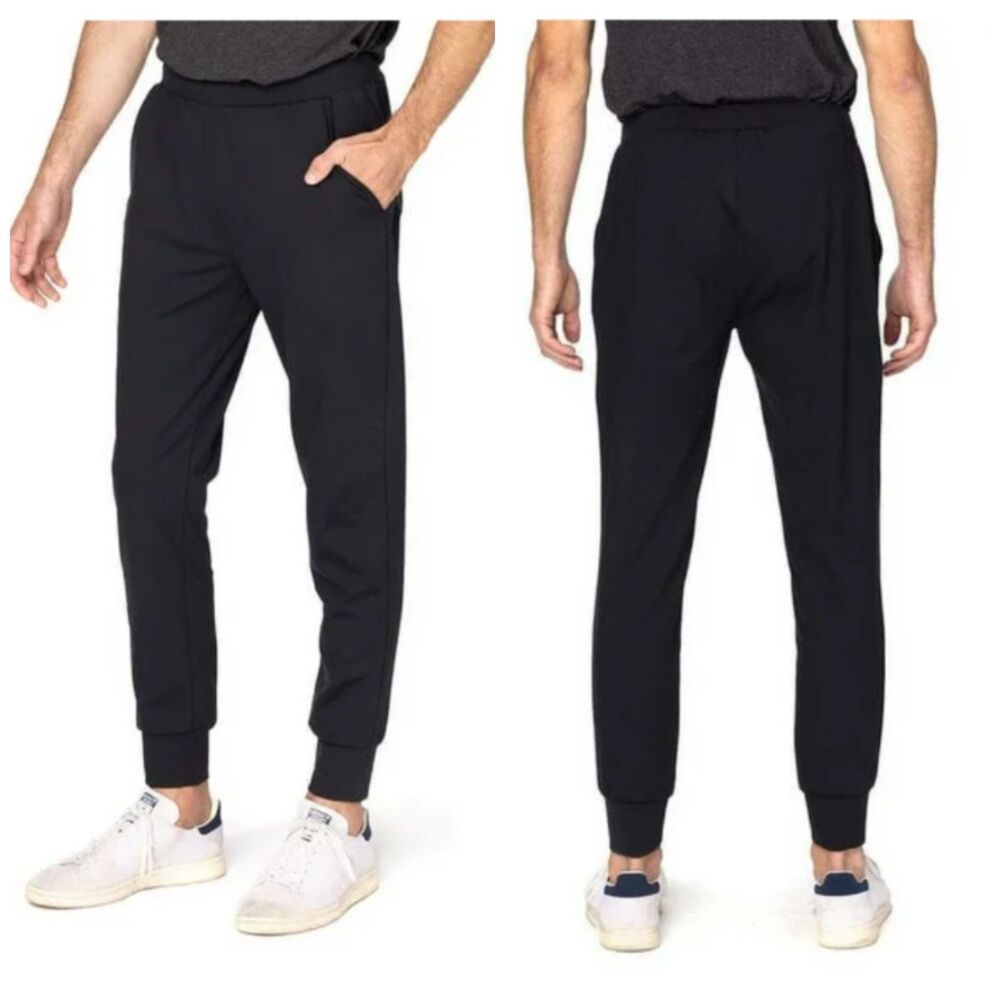 Threadfast Apparel Black Joggers Mens L Workout Performance Pants Gym Run Lounge